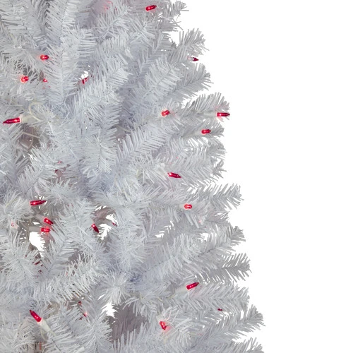 Northlight 6.5’ Pre-Lit Slim Geneva White Spruce Artificial Christmas Tree, Pink Lights 2 Northlight 6.5’ Pre-Lit Slim Geneva White Spruce Artificial Christmas Tree, Pink Lights - Image 2