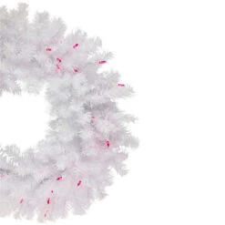 Northlight Pre-Lit Geneva White Spruce Artificial Christmas Wreath, 24-Inch, Pink Lights -Winter Decor Store northlight z92378 2 updated2022 92117.1709320416
