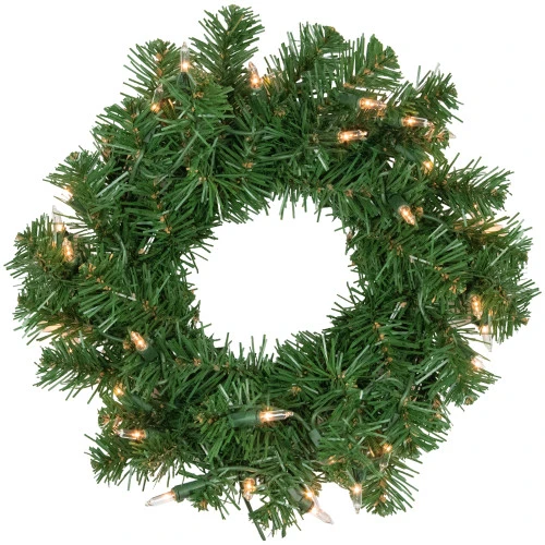 Northlight Deluxe Dorchester Pine Artificial Christmas Wreath, 16-Inch, Clear Lights 1 Northlight Deluxe Dorchester Pine Artificial Christmas Wreath, 16-Inch, Clear Lights