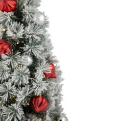 Northlight 3' Pre-Lit Potted Snowy Bristle Pine Artificial Christmas Tree, Warm White LED Lights -Winter Decor Store northlight z95351 02 96418.1694793083