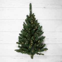 Northlight 3' Pre-Lit Buffalo Fir Artificial Christmas Wall Or Door Tree, Clear AlwaysLit Lights -Winter Decor Store northlight z99724 woodfloors 31932.1691160924