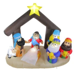 Northlight Lighted Inflatable Nativity Scene Outdoor Christmas Decoration - 5.5' - Warm White