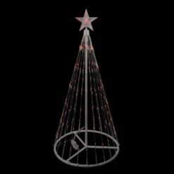 Northlight LED Lighted Show Cone Tree With Star Outdoor Christmas Decoration - 4' - Red Lights