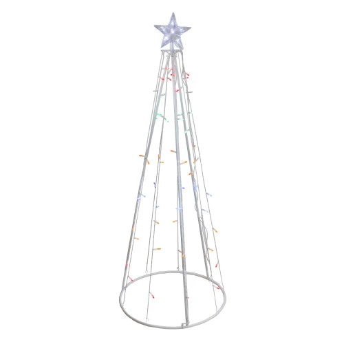 Northlight LED Lighted Cone Christmas Tree Outdoor Decoration - 5' - White - Multicolor Lights 2 Northlight LED Lighted Cone Christmas Tree Outdoor Decoration - 5' - White - Multicolor Lights - Image 2