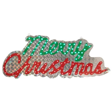 Northlight LED Lighted Holographic Merry Christmas Sign Outdoor Decoration - 42" - Multi Lights 1 Northlight LED Lighted Holographic Merry Christmas Sign Outdoor Decoration - 42" - Multi Lights