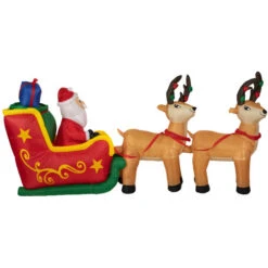 Northlight Inflatable Santa's Sleigh And Reindeer Outdoor Christmas Decoration - 8'