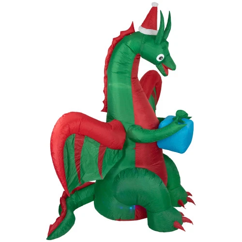 6' Inflatable LED Lighted Dragon With Gift Outdoor Christmas Decoration 3 6' Inflatable LED Lighted Dragon With Gift Outdoor Christmas Decoration - Image 3