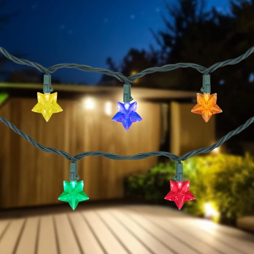20-Count Multi-Colored Star Shaped LED Christmas Light Set- 4.5ft, Green Wire 1 20-Count Multi-Colored Star Shaped LED Christmas Light Set- 4.5ft, Green Wire
