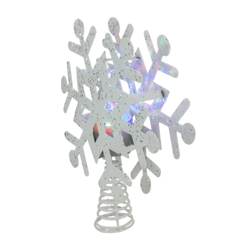 12" Lighted White Snowflake Christmas Tree Topper - Multicolor Lights 2 12" Lighted White Snowflake Christmas Tree Topper - Multicolor Lights - Image 2