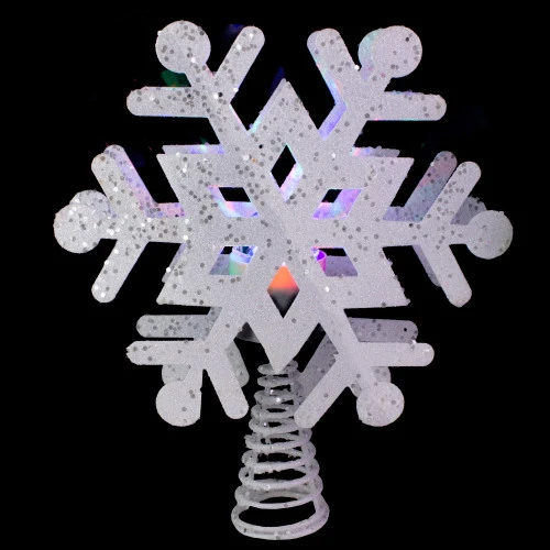 12" Lighted White Snowflake Christmas Tree Topper - Multicolor Lights 4 12" Lighted White Snowflake Christmas Tree Topper - Multicolor Lights - Image 4