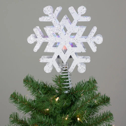 12" Lighted White Snowflake Christmas Tree Topper - Multicolor Lights 5 12" Lighted White Snowflake Christmas Tree Topper - Multicolor Lights - Image 5