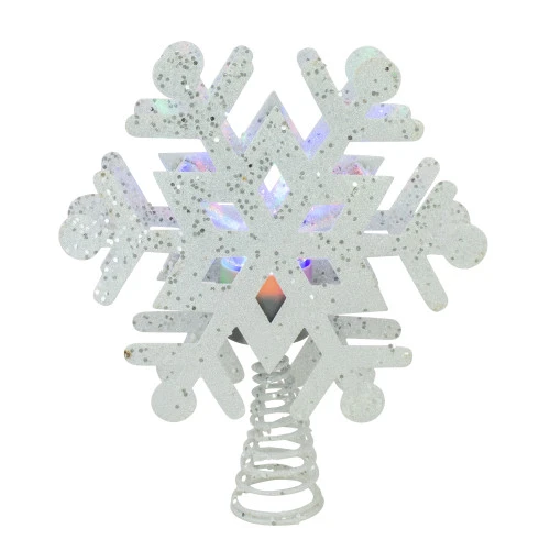 12" Lighted White Snowflake Christmas Tree Topper - Multicolor Lights 1 12" Lighted White Snowflake Christmas Tree Topper - Multicolor Lights