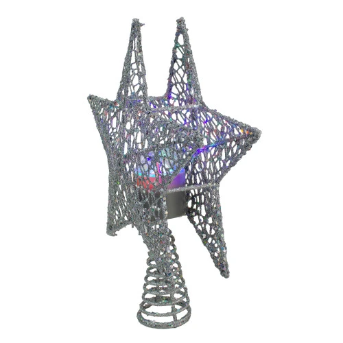 13" Lighted Silver Star With Rotating Projector Christmas Tree Topper - Multicolor LED Lights 2 13" Lighted Silver Star With Rotating Projector Christmas Tree Topper - Multicolor LED Lights - Image 2
