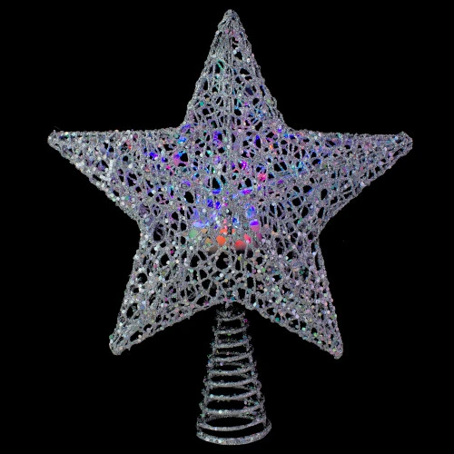 13" Lighted Silver Star With Rotating Projector Christmas Tree Topper - Multicolor LED Lights 4 13" Lighted Silver Star With Rotating Projector Christmas Tree Topper - Multicolor LED Lights - Image 4