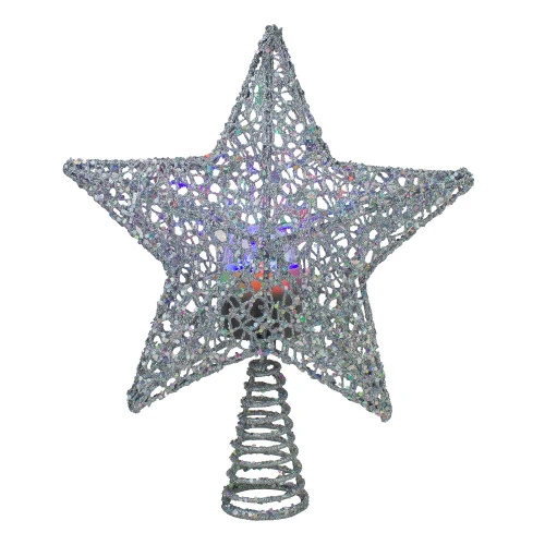 13" Lighted Silver Star With Rotating Projector Christmas Tree Topper - Multicolor LED Lights 1 13" Lighted Silver Star With Rotating Projector Christmas Tree Topper - Multicolor LED Lights