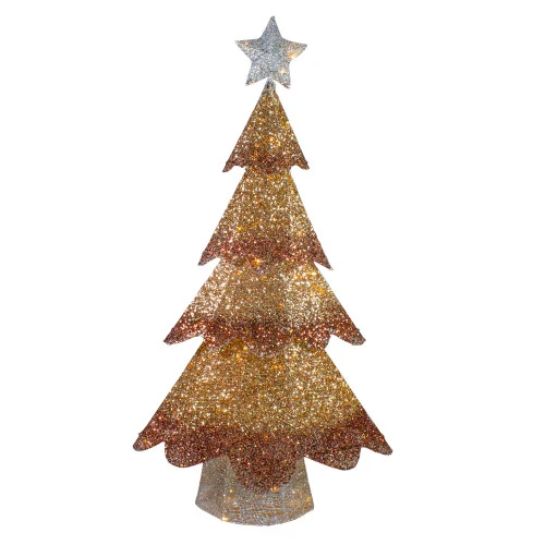 Northlight LED Lighted Mesh Christmas Tree Outdoor Decoration - 46" - Bronze Gold Finish 1 Northlight LED Lighted Mesh Christmas Tree Outdoor Decoration - 46" - Bronze Gold Finish