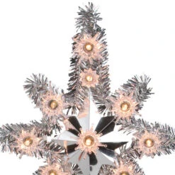 11" Silver Lighted Tinsel Star Of Bethlehem Christmas Tree Topper - Clear Lights -Winter Decor Store northlightys27528 35761.1665610745