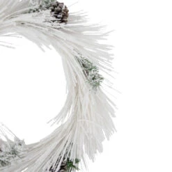Northlight 24" White Flocked Artificial Christmas Wreath With Pine Cones -Winter Decor Store northlught z94019 2 91584.1709320415