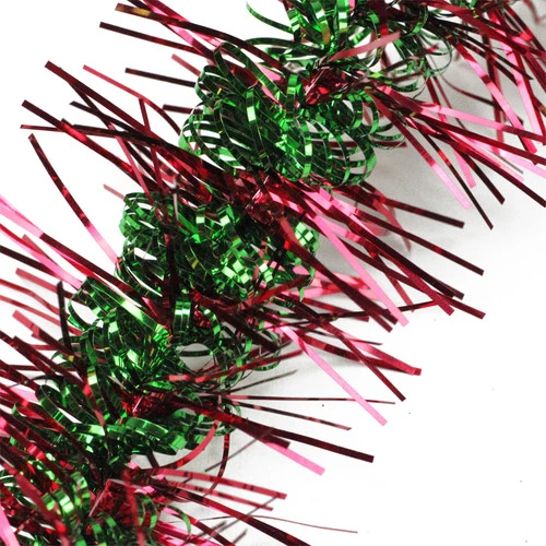 Northlight Spiral Center Commercial Christmas Tinsel Garland - 50' X 3" - Red And Green - Unlit 2 Northlight Spiral Center Commercial Christmas Tinsel Garland - 50' X 3" - Red And Green - Unlit - Image 2