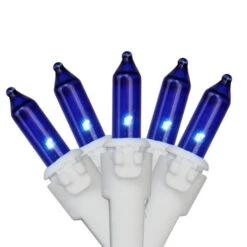 Northlight 50-Count Blue Mini Christmas Light Set, 10ft White Wire