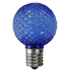 Northlight Pack Of 25 LED Blue Faceted G40 Globe Christmas Replacement Light Bulbs