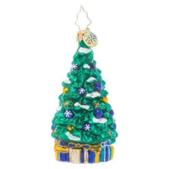 Christopher Radko Shimmering In Sapphire Gem Glass Christmas Ornament 1021063