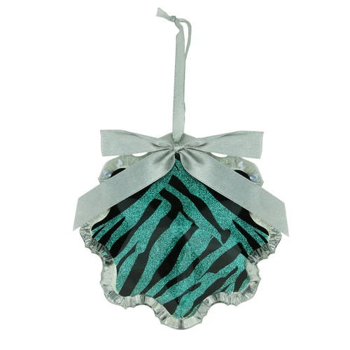 4.5" Teal Green And Black Glittered Zebra Print Snowflake Prism Christmas Ornament 2 4.5" Teal Green And Black Glittered Zebra Print Snowflake Prism Christmas Ornament - Image 2