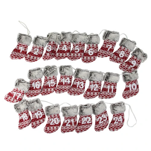 Northlight 7.8' X 5" Red And Gray Countdown Christmas Stocking Garland - Unlit 1 Northlight 7.8' X 5" Red And Gray Countdown Christmas Stocking Garland - Unlit