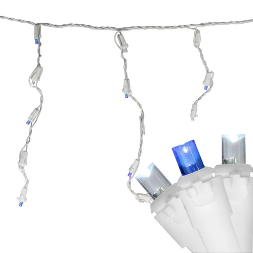 Northlight 100ct Blue And Pure White LED Wide Angle Icicle Christmas Lights, 5.5 Ft White Wire 2 Northlight 100ct Blue And Pure White LED Wide Angle Icicle Christmas Lights, 5.5 Ft White Wire - Image 2