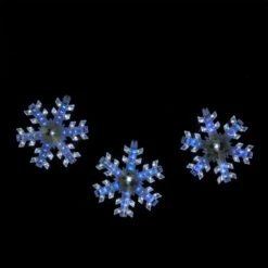 Northlight Set Of 3 Cascading White And Blue Snowfall LED Snowflake Christmas Lights 25"