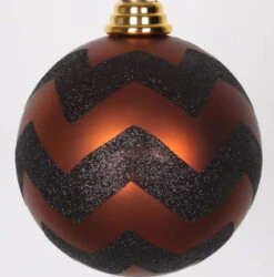 2-Finish Brown And Black Chevron Shatterproof Christmas Ball Ornament 4.75" (120mm) -Winter Decor Store vickerman m143678 2 32290.1599354338