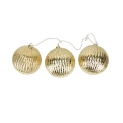PENN 3-Count Gold Ribbed Ball Ornaments Christmas Light Set 1.5ft White Wire