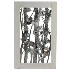 Northlight Decorated Standing Birch Branches In Wood Frame Table Or Wall Decoration - 14.25"