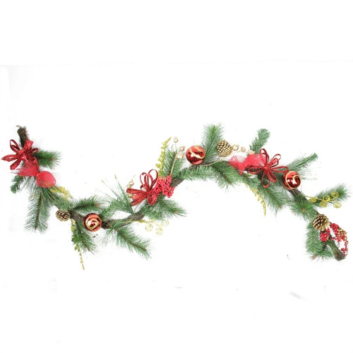 Northlight Bows, Berries And Ornaments Mixed Pine Artificial Christmas Garland - 6' X 10" - Unlit 1 Northlight Bows, Berries And Ornaments Mixed Pine Artificial Christmas Garland - 6' X 10" - Unlit