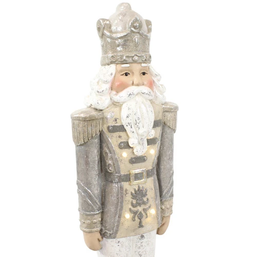 Sunnydaze Alexei The Defender Indoor Nutcracker Statue With LED Lights - Christmas/Holiday Decor - Silver - 36" 6 Sunnydaze Alexei The Defender Indoor Nutcracker Statue With LED Lights - Christmas/Holiday Decor - Silver - 36" - Image 6